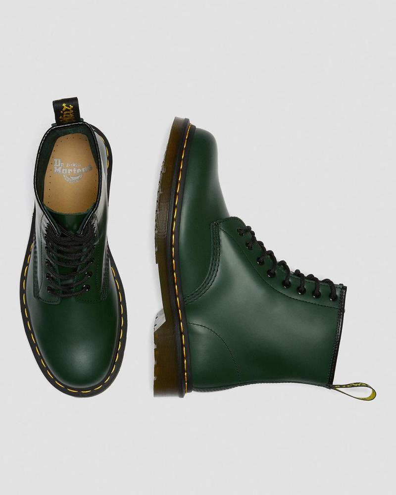 Green Men's Dr Martens 1460 Smooth Leather Lace Up Boots | CA 533MQZ